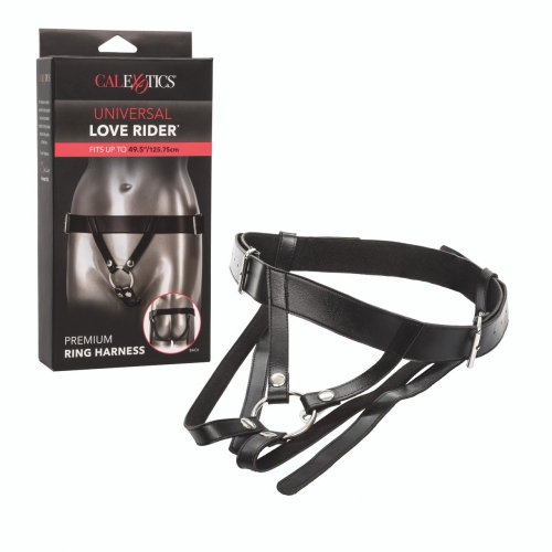 Трусики для страпону чорного кольору California exotic novelties Universal love rider premium ring harness - 1