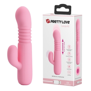 Вібратор зі стимуляцією клітора рожевий LYBAILE Pretty Love Leopold 