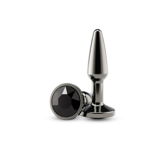 Анальная пробка глянцевая с кристаллом черная NS Novelties Rear Assets - Tapered размер Small - Gunmetal 