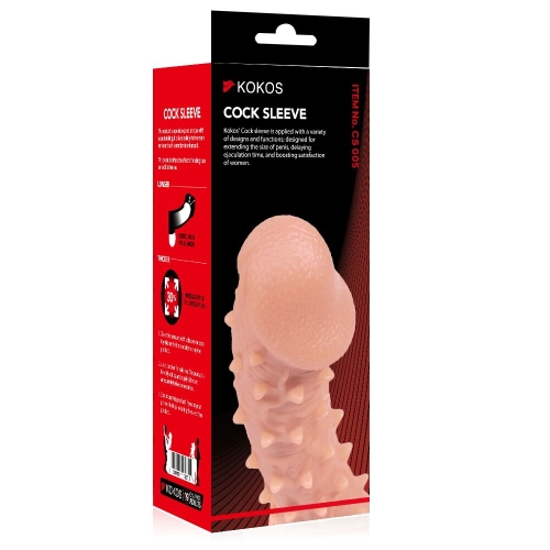 Насадка на член з отвором для мошонки І шипами тілесного кольору Kokos Cock Sleeve CS 005 розмір L - 3