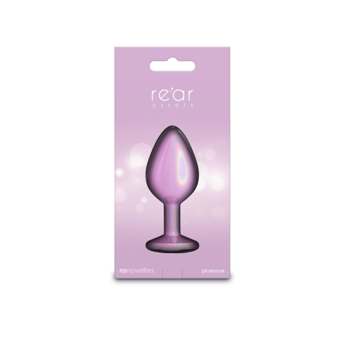 Анальная пробка с камушком розовая NS Novelties Rear Assets - Iridescent размер Medium - 4