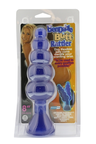 Анальна куляста пробка на присосці синього кольору NMC Bendable butt rattler - 2