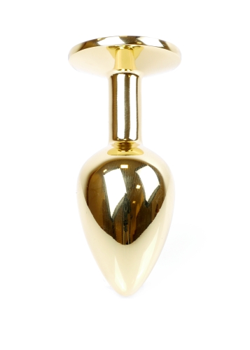 Анальний металевий затор золотистого кольору з червоним камінчиком Boss series Plug Jewellery Gold Plug Red розмір S - 6
