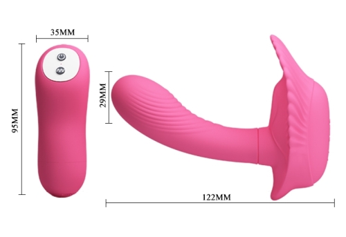 Вібробабочка з стимулятором клітора і точки джі на пульті ДУ PRETTY LOVE Powerful Shell Stimulator - 7