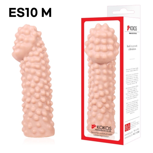 Насадка на член із стимулюючим рельєфом тілесного кольору Kokos Extreme Sleeve ES.10 розмір M - 3
