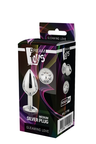 Анальная пробка серебристая с бесцветным камнем 8,3 х 3,4 см Dream Toys Gleming Love - 2