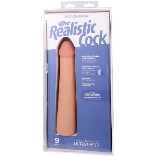 Фалоімітатор реалістичний на присосці тілесний Doc Johnson The Realistic Cock ULTRASKYN - 9 Inch Vanilla - 9