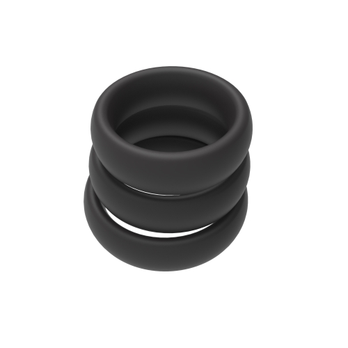 Набір ерекційних кілець на член чорного кольору Erospace Men's Play Set Of 3 Cock Rings модель B9 3 штуки - 3