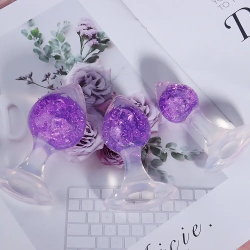 Анальная пробка силиконовая фиолетовая Liebe Seele Heart-shaped Crystal Anal Plug размер Small - 5