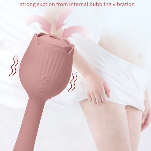 Вібратор тюльпан із вакуумною стимуляцією Рожевий Sweet Em Velvet Lure - 6