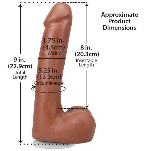 Фаллоимитатор реалистичный на съемной присоске бежевый Doc Johnson The Realistic Cock ULTRASKYN - 9 Inch with Balls Caramel - 5
