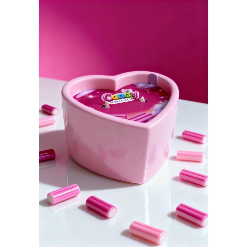 Масажна свічка у формі серця з ароматом жуйки Candy Bubble Gum 70 мл - 25