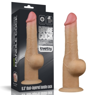 Фаллоимитатор на присоске двухслойный телесного цвета Lovetoy 25 см