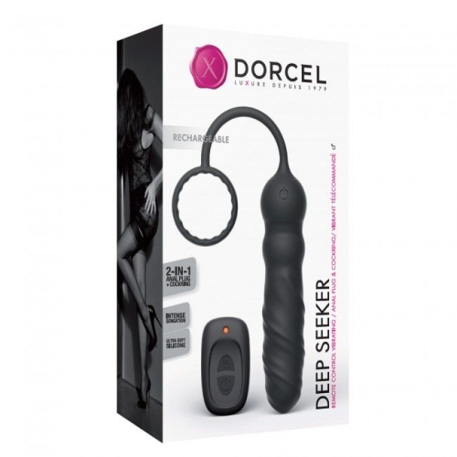 Анальный вибро-массажер простаты с эрекционным кольцом и пультом ДУ Dorcel Deep Seeker - 5