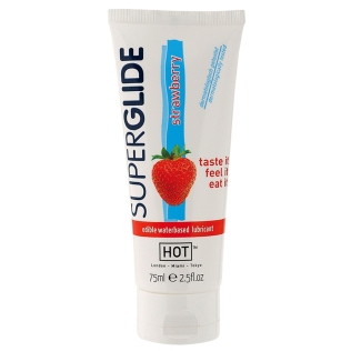 Оральный лубрикант на водной основе со вкусом клубники HOT Superglide Соблазнительная Клубничка 75 мл