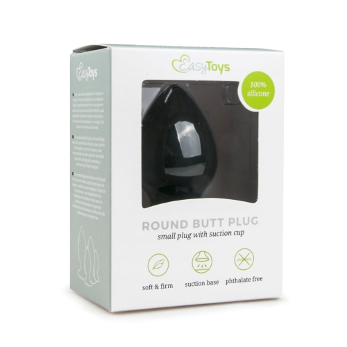 Анальний корок на присосці чорного кольору EasyToys - 4