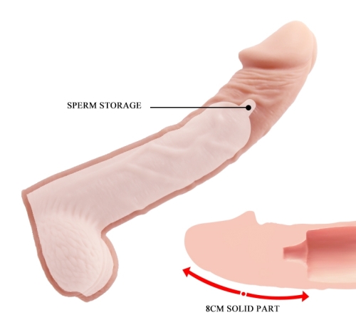 Подовжуюча реалістична насадка на пеніс тілесного кольору BAILE SEX TOYS BIG MAN - 6