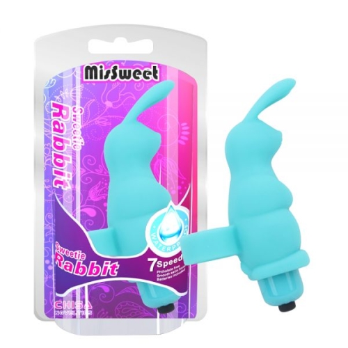 Кліторальний стимулятор на палець блакитного кольору Chisa Sweetie Rabbit - 1