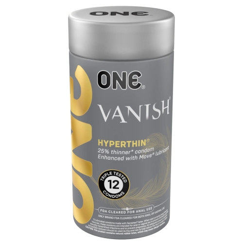Презервативы из сверхтонкого латекса с премиальной силиконовой смазкой ONE Vanish Hyperthin 12 штук - 1