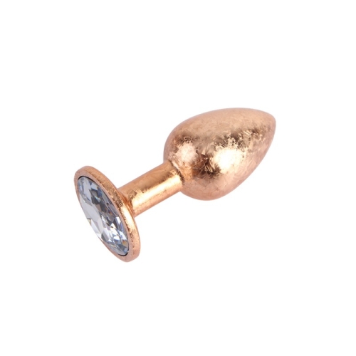 Анальная пробка золотистого цвета с сиреневым кристаллом Chisa Nebula Gem Butt Plug размер Small - 3