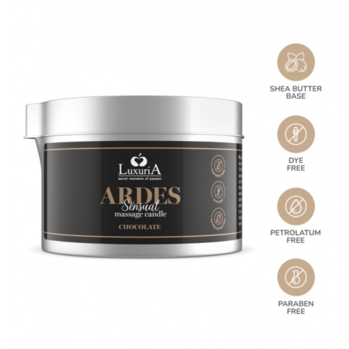 Ароматная массажная свеча с маслом ши и ароматом шоколада Intimateline Luxuria Ardes Massage Candle Chocolate 80 мл - 3
