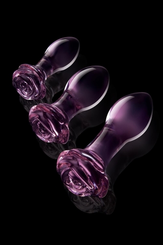 Набір анальних пробок скляних рожевого кольору DreamToys Glaze Rosebud 3 штуки - 5