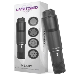 Мини вибратор для клитора с насадками черный Latetobed Heady Stimulator Multi-head