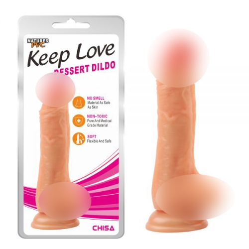 Реалістичний фалоімітатор з мошонкою на присоску бежевий Chisa Dessert Dildo - 1