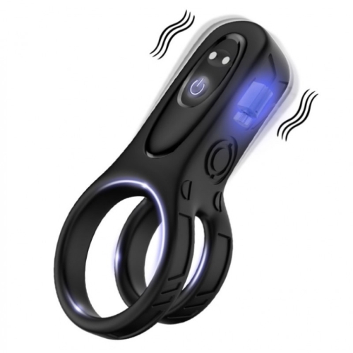 Эрекционное кольцо на член с вибрацией Dual Enhance Ring черное - 2