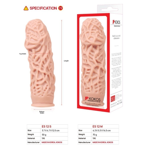 Насадка на член утолщающая стимулирующий рельеф Kokos Extreme Sleeve ES.12 размер S - 5