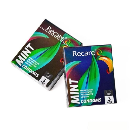 Презервативи ультратонкі аромат м'ята Recare Ultra Thin Mint Condoms Holographic 3 штуки - 3