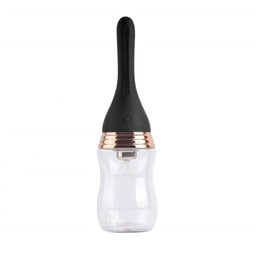 Анальна клізма автоматична чорно-прозора Vscnovelty Squeezer-X Auto-Spray Vibrating Douche 330 мл - 2