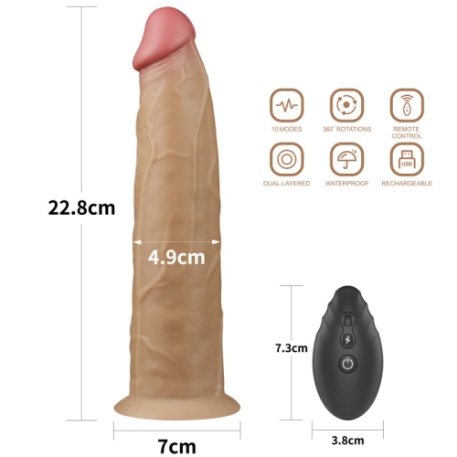 Двухслойный вибратор реалистичный силиконовый вращающийся на присоске Lovetoy - 2