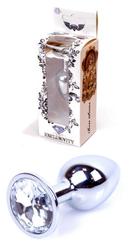 Анальная пробка с камешком серебристого цвета Boss of toys Boss Series Jewellery plug размер S - 1