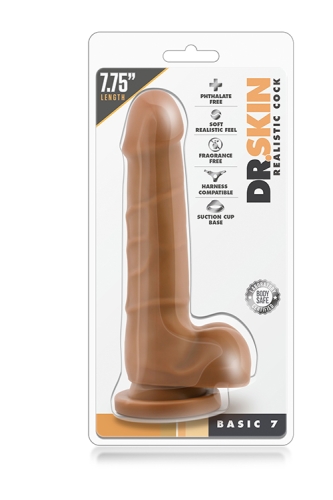 Фалоімітатор 14,5 / 4 см реалістичний на присоску Dr. SKIN REALISTIC COCK BASIC 7 MOCHA - 2