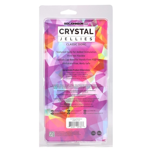 Фаллоимитатор реалистичный на присоске радужный Doc Johnson Crystal Jellies - 7.5 Inch - 6