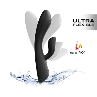 Вібратор із відростком для клітора чорного кольору Dorcel FLEXI RABBIT