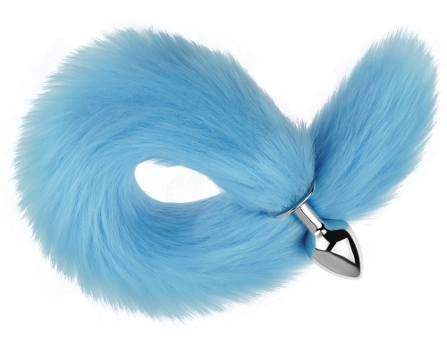 Анальна пробка медична нержавіюча сталь із блакитним хвостом EGZO Fox Tail розмір S - 1