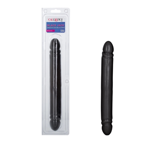 Двосторонній фалоімітатор реалістичний чорного кольору California Exotic Novelties Smooth Double - 7