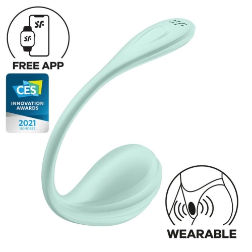 Смарт віброяйце вагінальне зеленого кольору Satisfyer Smooth Petal Connect App - 1