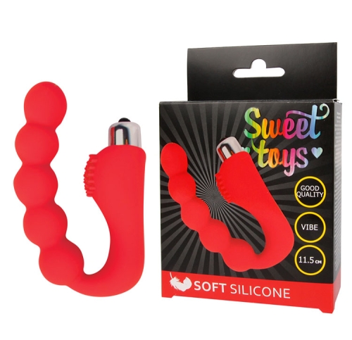 Вібратор для вагінальної і анальної стимуляції SWEET TOYS L 115 мм d 24 мм, Колір Червоний - 1