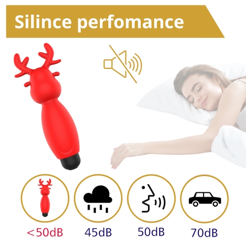 Міні-вібратор у формі оленя червоного кольору Erospace Sweet Play Mini Reindeer Vibrator модель A10 - 9