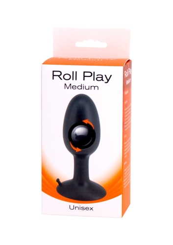 Анальна пробка з внутрішнім кулькою чорна ROLL PLAY MEDIUM - 2
