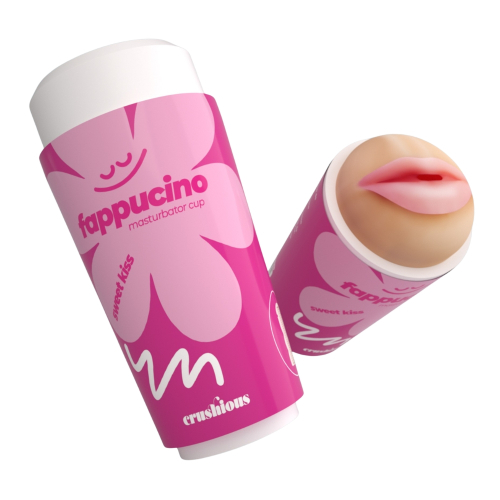 Мастурбатор рот у вигляді склянки кави з кришкою тілесний CRUSHIOUS FAPPUCINO - 1