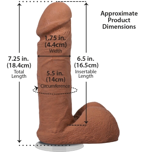 Фаллоимитатор реалистичный на съемной присоске бежевый Doc Johnson The Realistic Cock ULTRASKYN - 6 Inch with Balls Caramel - 5