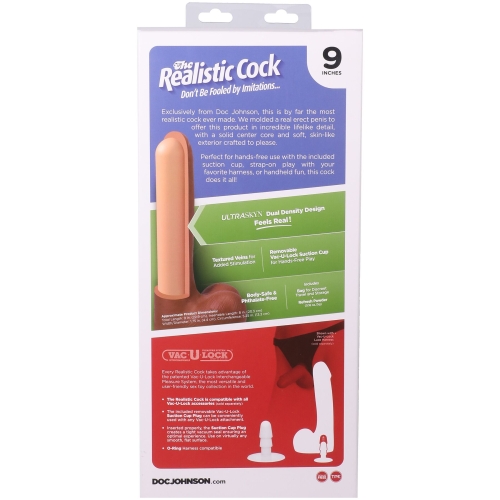 Фаллоимитатор реалистичный на съемной присоске коричневый Doc Johnson The Realistic Cock ULTRASKYN - 9 Inch with Balls Chocolate - 11