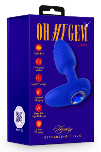 Анальный вибратор с камушком синий Blush Oh My Gem Mystery Sapphire - 6