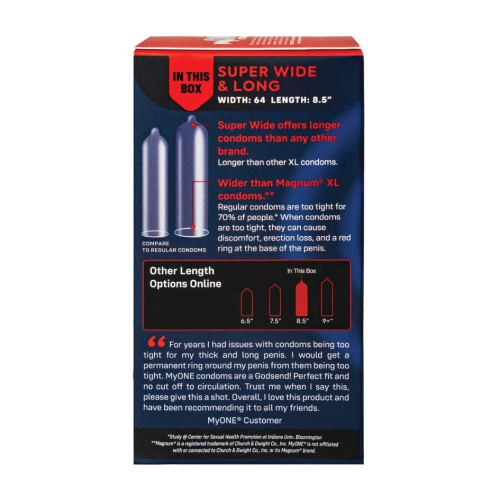 Презервативи великі ультратонкі латексні ONE MyONE Super Wide &amp;amp; Long 64L 10 штук - 3