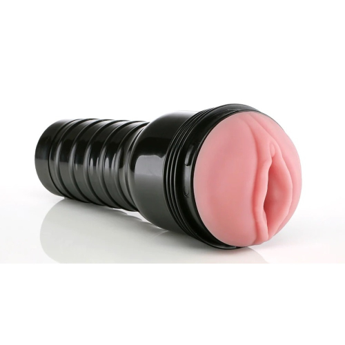 Мастурбатор в колбе вагина рельефный киберкожа бежевого цвета Fleshlight - 1