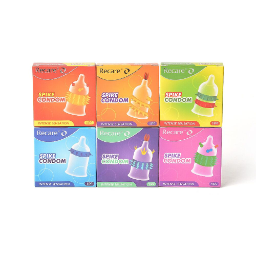 Презерватив прозорий з рядами шипів Recare Spike Condom - 9